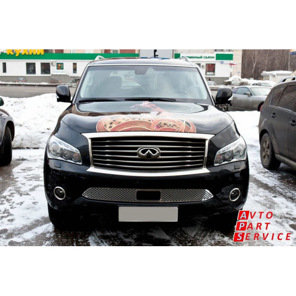 Решетка бампера (под сенсор) стальная Infiniti QX56 (2010-2013)